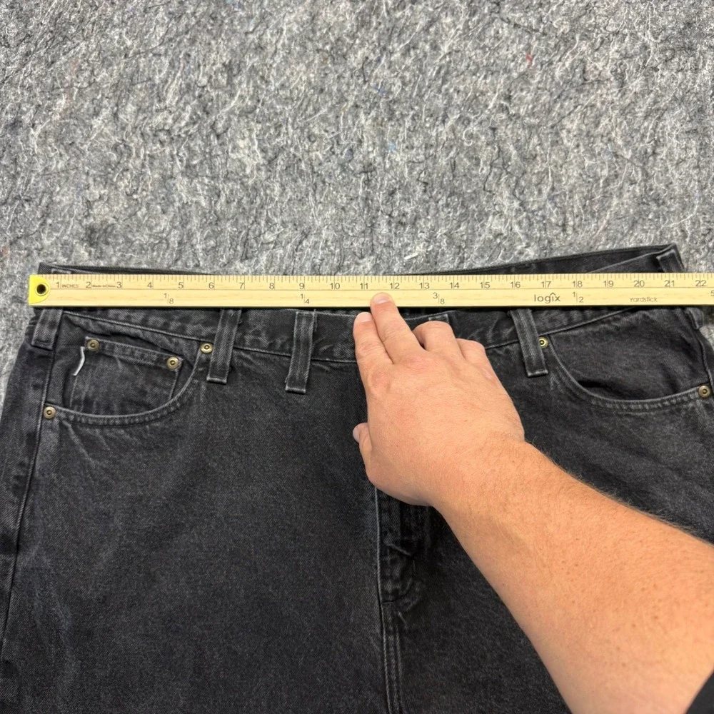 Carhartt Relaxed Fit‎ Straight Leg Black Denim Jeans Mens 44x30 Faded Workwear